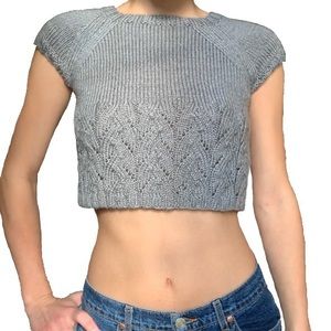 tiny grey sweater t shirt / crop top